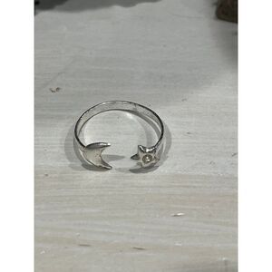 silver tone moon‎ and star toe ring